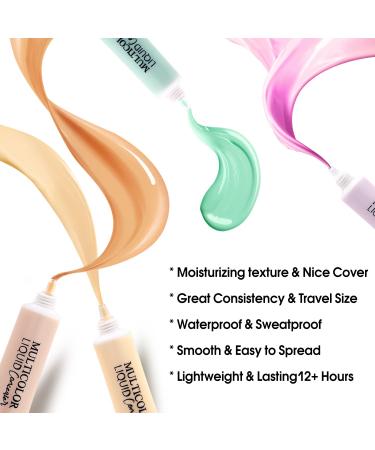 DE'LANCI Color Correcting Concealer Kit - Purple and Green Correctors - Full Coverage Waterproof Makeup - 0.67 Oz - Buy Online on GoSupps.com