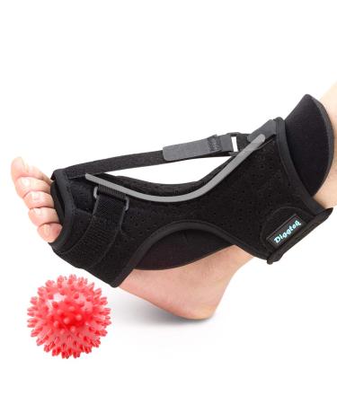 Plantar Fasciitis Night Splint, Diggtek Foot Drop Orthotic Brace, Adjustable Elastic Night Splint for Plantar Fasciitis, Heel, Ankle, Arch Foot Pain, Achilles Tendonitis with Hard Spiky Massage Ball. Fit for circumference