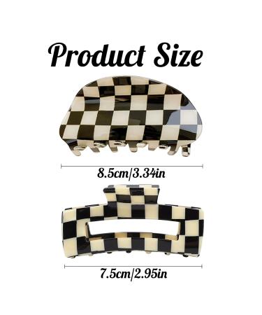 2PCS Checkered Hair Claw Clips - Classic 80's Aesthetic Hair Barrettes for Girls - Buy Online on GoSupps.com