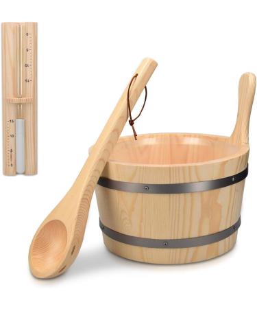 Navaris 5L Wooden Sauna Bucket Set - Pine Infusion Bucket with Plastic Insert 27.5 cm - Light Brown - Perfect for International Shipping - Buy Online on GoSupps.com