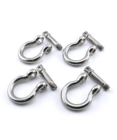 4 Pcs Stainless Steel Anchor Shackle 1/4", Heavy Duty Bow Shackle Lifting Sailing Bracelet Anchor Chain, Screw Pin Hardware Rigging for Chains Wirerope Lifting Paracord Outdoor Camping Survival Rop