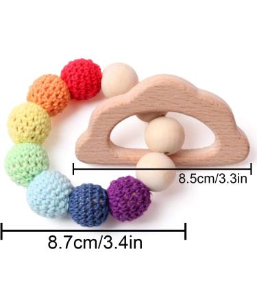 Beech Wooden Teething Toys 4 Pack - Natural Baby Chewable Wood Teethers Set for Soothing Relief - Toddler Gift Jewelry Cloud Cat Star Bird - Buy Online on GoSupps.com