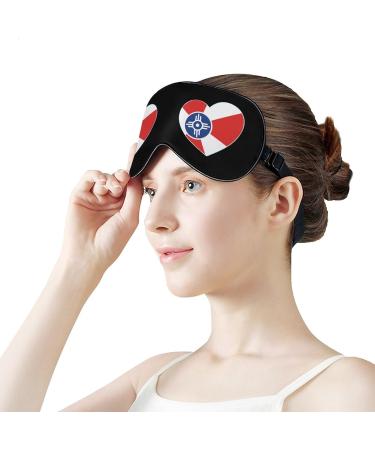Wichita Flag Heart Sleep Mask Eye Cover for Sleeping Blindfold with Adjustable Strap Blocks Light Night Travel Nap for Men Women - Buy Online on GoSupps.com