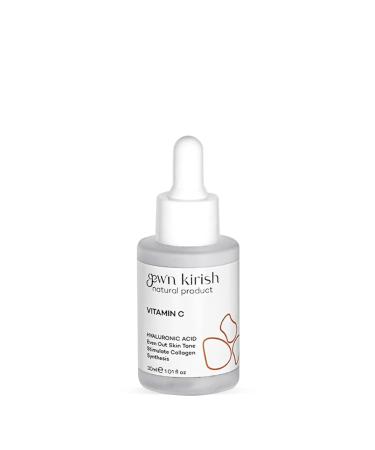 Gew n Kirish Vitamin C & Hyaluronic Acid Serum - Skin Tone Evening Collagen Synthesis Boosting Hydrating Formula 1.01 fl oz