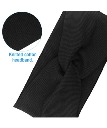 Voarge 4 Pack Women's Hairbands with Bow - Cotton Knot Headscarves (Black Gray Pink Dark Gray) - International Shipping - Buy Online on GoSupps.com
