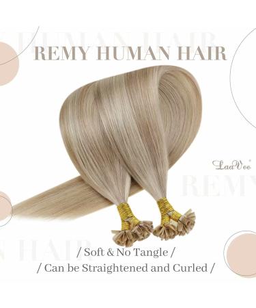 LAAVOO SONVOON Real Hair U Tip Extensions - Ashblond Keratin Bonding 50g | Hot Fusion #18/613 - 50 cm | Premium Quality Real Hair Extensions for Blonde Highlights - Buy Online on GoSupps.com