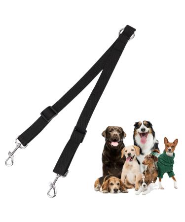 Double Dog Lead Double Ended Lead For Dogs Adjustable Double Lead For 2 Dogs 360 Rotation Dog Leash Coupler Double Dog Lead For Walking 2 Dogs No Tangle(Black)