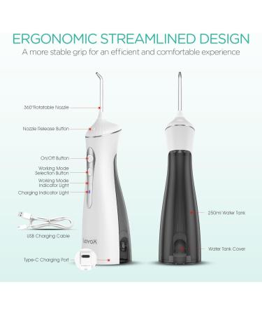 Portable Water Dental Flosser - Cordless Oral Irrigator with 3 Modes Rechargeable & IPX7 Waterproof - Travel & Home Use - WF400 (Grey - Buy Online on GoSupps.com