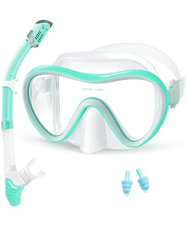 Supertrip 2023 Snorkeling Gear for Adults, Anti-Fog Snorkel Set, Tempered Glass Snorkel Mask Adult, Anti-Leak Snorkel Snorkeling Gear, Scuba Diving Mask and Snorkel for Women Men Youth Lake Blue