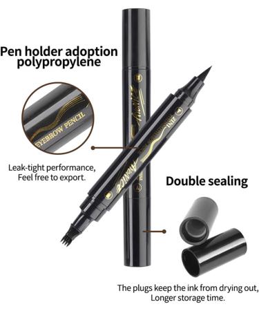 Double Ended Eyebrow Pencil with 4 Tips Micro Head 3D Waterproof Micro Brow Pencil Effortless Natural Looking Eyebrows Black HS - Buy Online on GoSupps.com