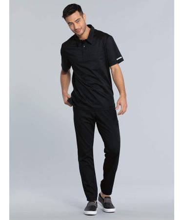 Cherokee Men's Polo Scrub Top V-Neck Modern Sporty Design | Breathable Mesh Fabric | X-Large, Black | WW615 - Buy Online on GoSupps.com