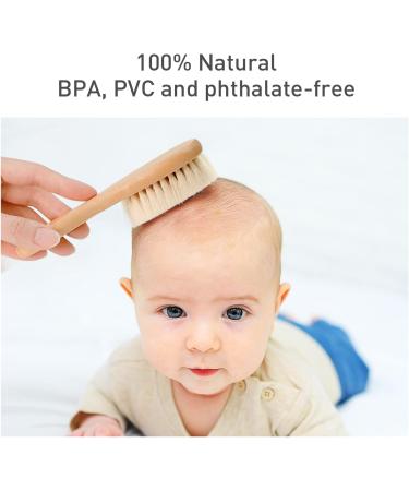 Haakaa Wooden Baby Hair Brush - Natural Soft Goat Bristles, Ideal for Cradle Cap - Perfect Baby Registry Gift - 1PC - Buy Online on GoSupps.com