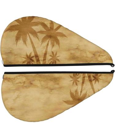 Retro Palm Tree Hair Towel - Microfiber Super Absorbent Wrap for Long Curly Hair - Quick Dry Coral Velvet Cap for Women - Buy Online on GoSupps.com