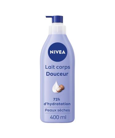 NIVEA Lait corps Hydratant Douceur 72h (1 x 400 ml) Cr me hydratante l'Acide Hyaluronique pur & Beurre de karit Soin pour le corps avec s rum hydratant nourrissant peaux s ches Lait Corps Douceur Peaux S ches 400 Ml
