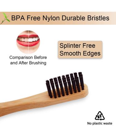 6 Pcs Biodegradable Bamboo Toothbrushes - Natural Eco-Friendly BPA-Free Set for Sensitive Gums | Virgin Forest - Buy Online on GoSupps.com