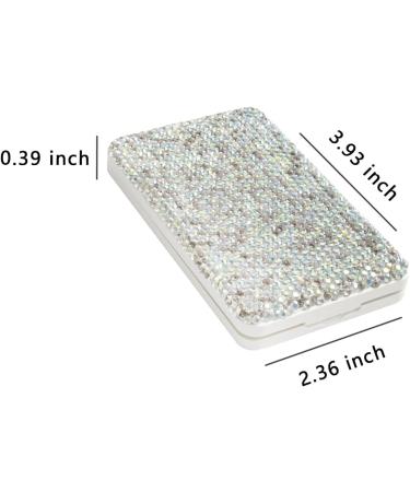 Wowagoga Mini Sparkling Rhinestone Rectangular Travel Magnifying Mirror - Small Compact Handbag Mirror for Women and Girls (Silver) - Buy Online on GoSupps.com