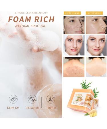 LICHENGTAI Naturel Gingembre Bar Savon Pour Savon Bio Au Gingembre Detox Lymphatique Savon de Massage Amincissant Naturel Base de Plantes Hydratant Savon de Bain en Profondeur 3 PCS - Buy Online on GoSupps.com
