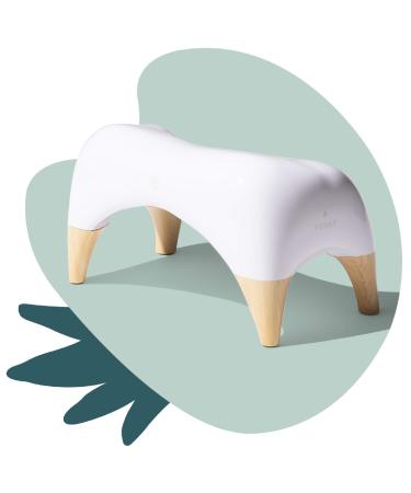 TUSHY Ottoman: A Premium Toilet Stool for The Bathroom, Modern Sleek Design | Squatting Position Helps Improve Bowel Health & Relieve Constipation w/ Posture Better for Pooping | 9" Tall, White/Bamboo