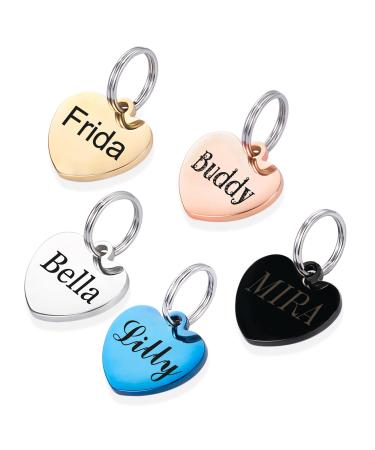 Dog brand with engraving naming trailer personalized heart trailer - badge for dog and cat - pet gifts - pet id day for all collars (blue)