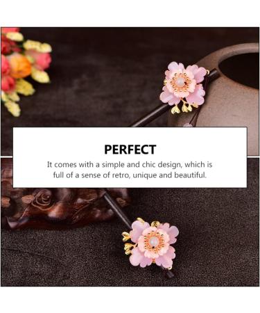 minkissy Imitation Flower Glass Hairpin Chinese Hair Chopsticks Vintage Hair Stick Asian Hair Sticks Hair Accessories Vintage Hair Clips Woman Wooden Pink Tang Suit Decorations - Buy Online on GoSupps.com