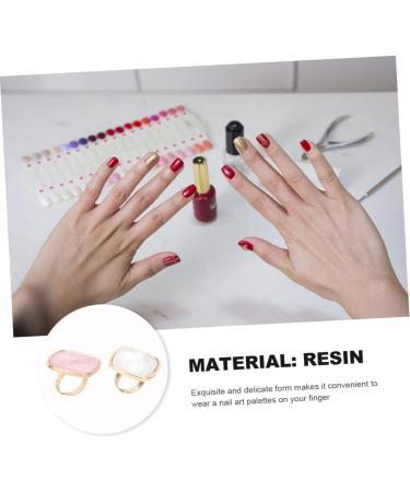 2 Pi ces Palette Anneau pour Ongles R sine Marbr e Plaque de M lange Blanche et Rose Outil Portable pour Vernis et Art des Ongles - Buy Online on GoSupps.com