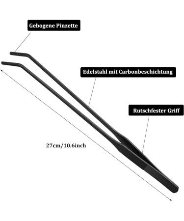 Wzong Pack of 2 Aquarium Tweezers Extra Long Stainless Steel Straight and Curved Tweezers Long Feeding Tongs for Aquascape Tools for Aquarium Systems 10.6 Inches (27 cm) Black - Buy Online on GoSupps.com