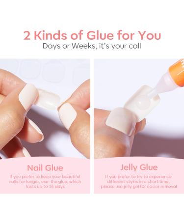 Modelones 30Pcs Press On Nails - Short French Nail Tips 15 Sizes Full Cover Pink Includes Nail Glue & Tools for Nail Art - Buy Online on GoSupps.com