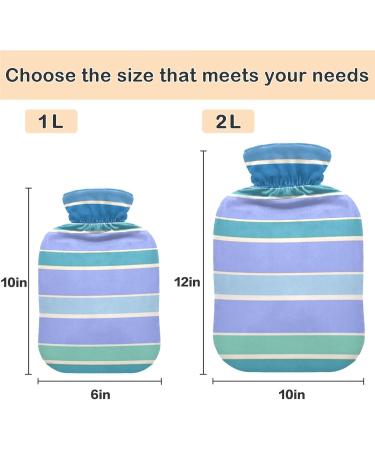 NAANLE Hot Water Bottle with Cover - 2L Large Blue Striped Heat & Cold Therapy Bag for Pain Relief Hand & Foot Warmer - Buy Online on GoSupps.com