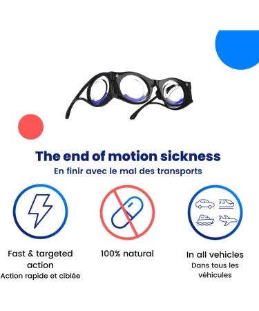 Motion Sickness Glasses - Original Anti-Nausea Technology - Fast and Natural Relief - Black - Buy Online on GoSupps.com
