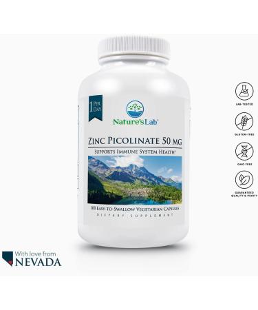 Nature's Lab Zinc Picolinate 50mg - Highly Absorbable Zinc Supplement - 100 Capsules | 3 Month Supply - Buy Online on GoSupps.com