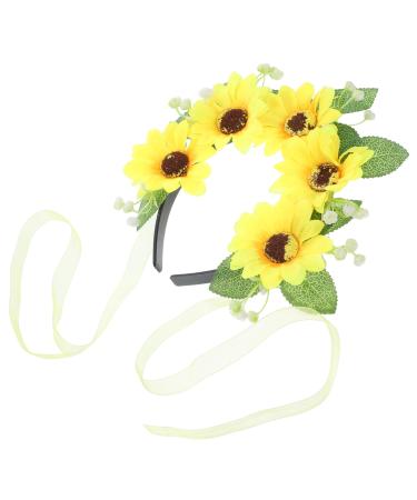 HONMEET Garland Headband Boho Decor Flower Headband 70s Flower Crown 70s Headband Decorative Headband Bohemian Headband Sunflower Hair Accessories Sunflower Crown Flower Crown Women Fabric