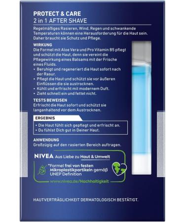 Nivea Men Protect & Care 2in1 After Shave 100ml - Nourishing & Cooling Soothing Skin Care with Aloe Vera & Vitamin B5 | International Shipping Available - Buy Online on GoSupps.com