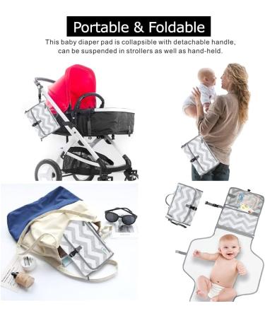 Menions Portable Nappy Changing Mat with Wipe-Pocket and Head Cushion - Waterproof Travel Change Pad for Babies - Grey Star Print - 0 Months - Buy Online on GoSupps.com