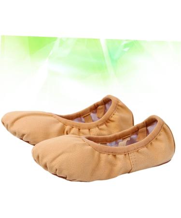 Buy Childwool Hard Lace Ballet Dance Shoes | Flat Yoga Sole Stretcher Slippers for Kids | Canvas Ballet Shoes in Light Brown - Buy Online on GoSupps.com