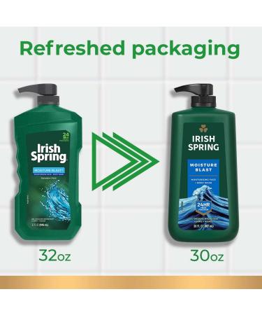 Irish Spring Moisture Blast Body Wash 30 Oz Pump - Pack of 4 | 30 Fl Oz Each - Buy Online on GoSupps.com