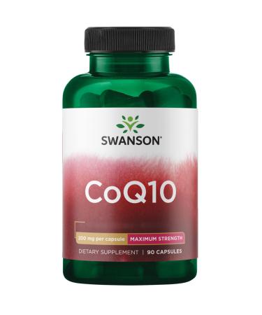 Swanson Coq10 (Coenzyme Q10) maximum strength 200mg Ubichinon 90 capsules high -dose laboratory testing soybreis gluten -free without genetic engineering