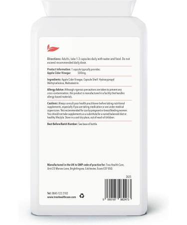 Apple Cider Vinegar Supplement 500mg - 120 Capsules | UK Manufactured to GMP Standards - Buy Online on GoSupps.com