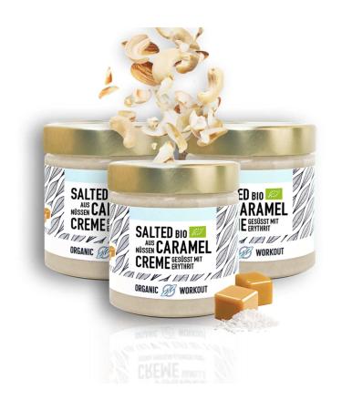 Bio-Nussmus Salted Caramel |Cashew-erdnuss |Vegan |Lower-Carb |Without added sugar |Sweeted with erythritus |3x190gorganic Workout Salted Caramel 570 G (1 Series)