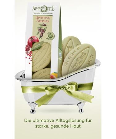 Aphrodite Naturkosmetik Olive Oil Soap Gift Set - Natural Skin Care with Pomegranate Mango & Papaya - 2x85g Gentle Soaps for All Skin Types - Buy Online on GoSupps.com