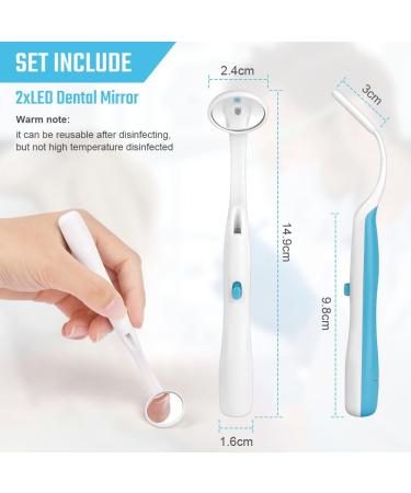 Acwoo Dental Mirrors with LED Light - 2-Piece Anti-Fog Oral Inspection Set | Blue & Orange - Buy Online on GoSupps.com