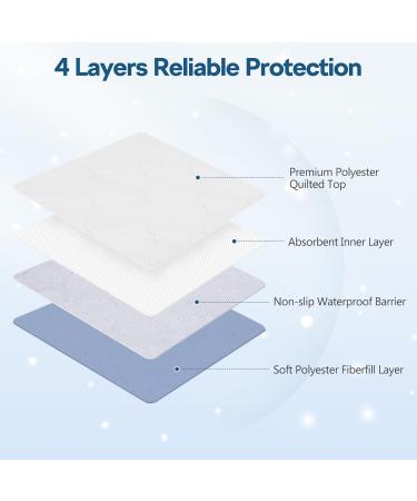 BHVESLL Washable Incontinence Bed Pad 36 x 38 - 4 Pack Reusable Waterproof Bed Pads for Kids - Superior Fluid Absorption - Buy Online on GoSupps.com