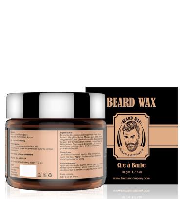 The Man Company Beard Wax for Men - 1.7 oz Natural Beard Styling Balm with Beeswax, Argan Oil, and Geranium - Moisturizing, Frizz Control, Paraben-Free - Buy Online on GoSupps.com
