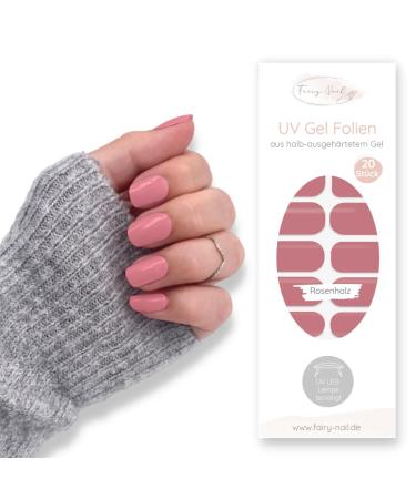 Fairy Nail UV nail foils self-adhesive gel foils half cured 20 pieces nail wraps nail polish strips to stick on (rosewood)