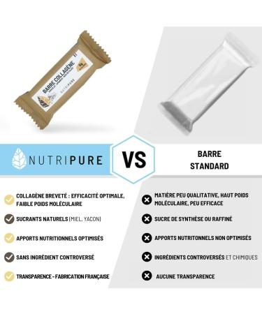 Nutripure Barre Collag ne Peptan - Snack Sain et Gourmand avec Amandes Noix de Cajou et P pites de Chocolat- 10g de Collag ne 170 kcal - Pour les sportifs et Personnes Actives (20 barres) 10g 1 tui (20 barres) - Buy Online on GoSupps.com
