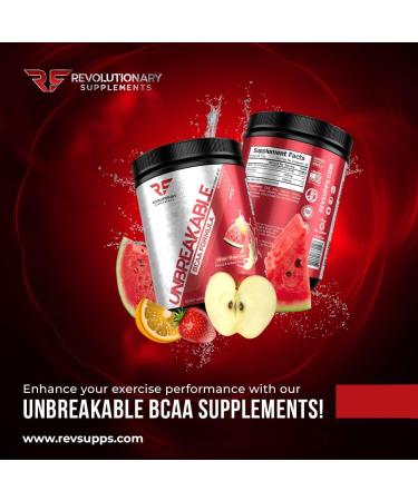 Revolutionary Supplements Unbreakable BCAA - Premium Branched Chain Amino Acids Powder for Muscle Recovery & Growth - Hydration Blend with Glutamine & Leucine - 45 Servings - Wildin Watermelon - Shop Internationally - Buy Online on GoSupps.com