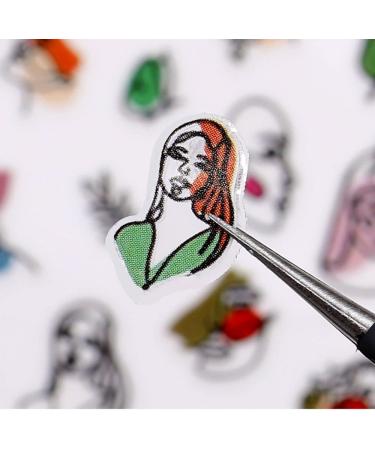 1 Sheet Fashion Decals Graffiti Pattern DIY Nail Art Decoration Slider Manicure Tool Geometric People Face Nail Sticker(1122) Style1122 - Buy Online on GoSupps.com