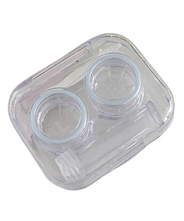 Contact lens container with twist-free lid clear for simple visibility transparently cute loop design open color full blue unit size