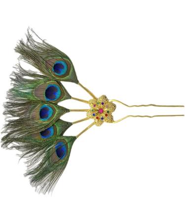 amangul Feathered Hair Stick with Feather Rhinestones Flower for Women Girl Flower for Traditional Headpieces Hair Jewelry - Buy Online on GoSupps.com