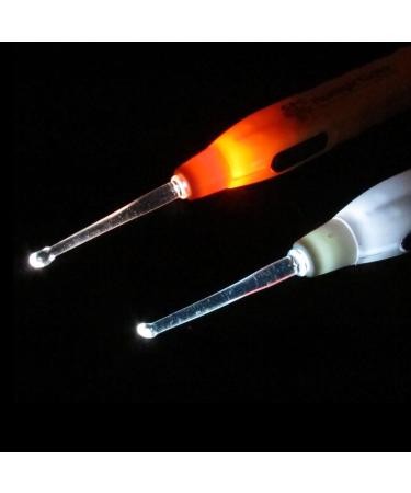Plastic Handle Flashlight Earpick Ear Wax Clean Tool 2pcs - Orange White - Buy Online on GoSupps.com