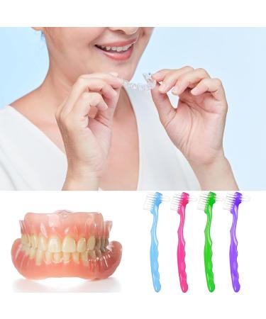 4 Pieces Denture Brush Set - Ergonomic Toothbrush for False Teeth Cleaning | Multi-Layered Bristles - Buy Online on GoSupps.com